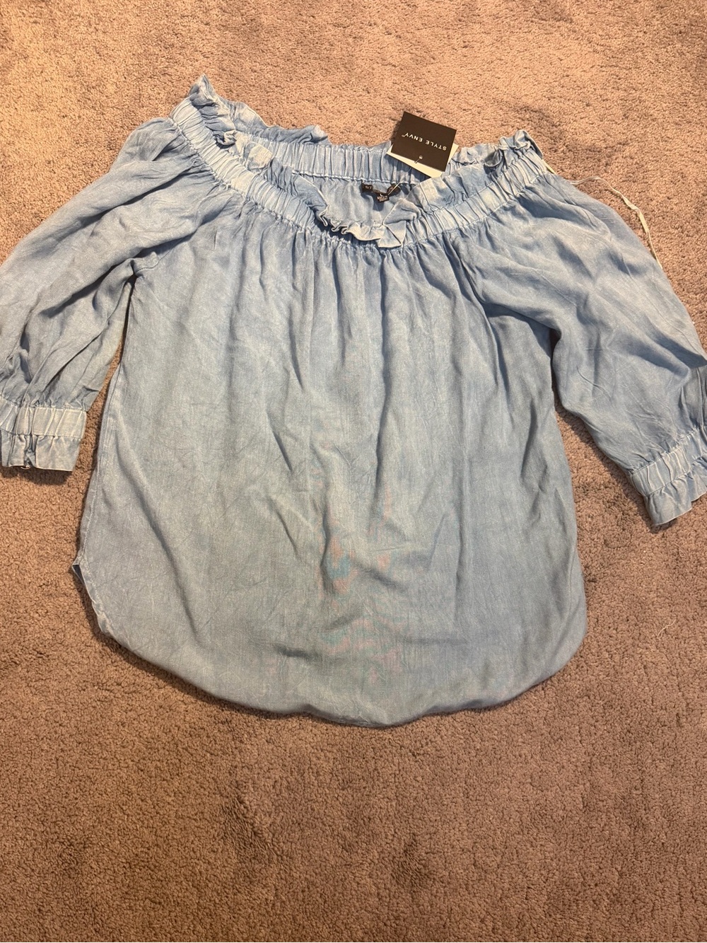 NWT Style Envy Light Blue Off-Shoulder Blouse Large